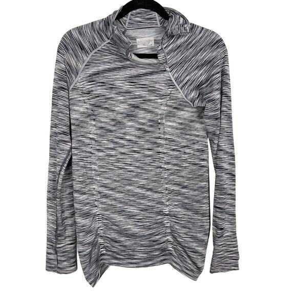 Athleta Medium M Gray Spacedye Fastest Track Asymmetrical 1/4 Zip Running Top - Picture 1 of 13